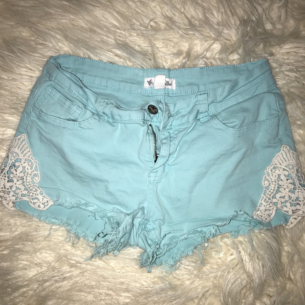 Others Follow Turquoise Denim Shorts